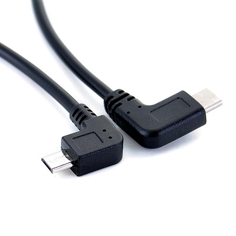 Кабель-конвертер Micro USB в Type-C с левым углом 90 градусов, адаптер OTG, кабель для передачи данных