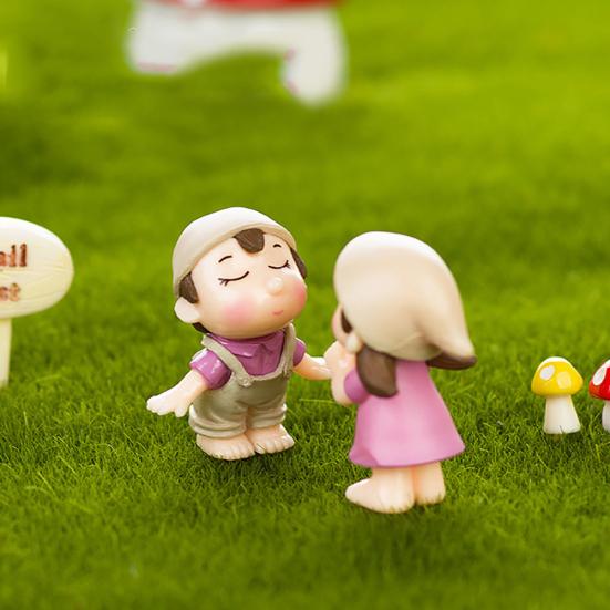 2шт мальчик девочка дети пара миниатюрный орнамент ремесло DIY пейзаж кукольный домик декор