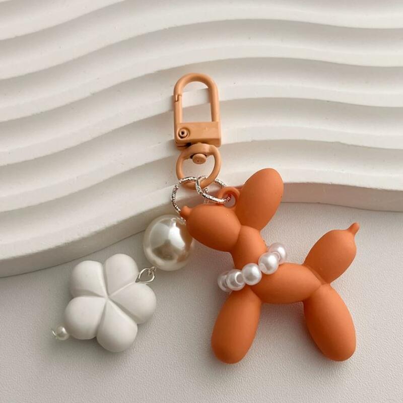 1+1 Balloon Puppy Pearl Keychain Couple Friendship Keyring