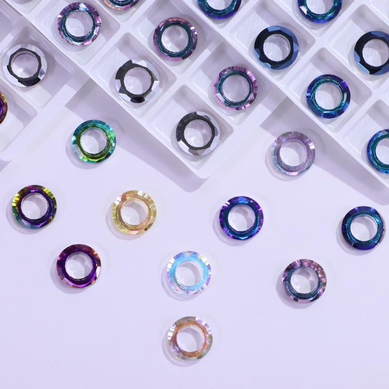 Iridescent Angel Ring Rhinestone Nail Art Glass Pendant Accessory