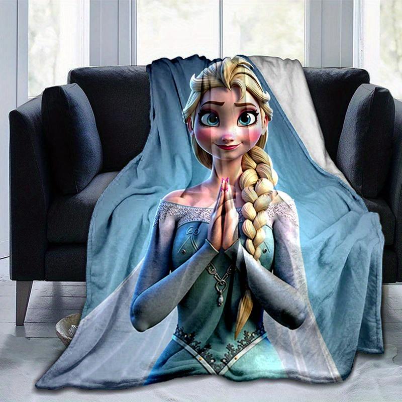 1PC Cartoon Elsa Blanket, Seasonal Universal, Home Decoration, Throw Blankets, Cute Frozen Princess Bedding, Soft Flannel Throw Blanket, Ver