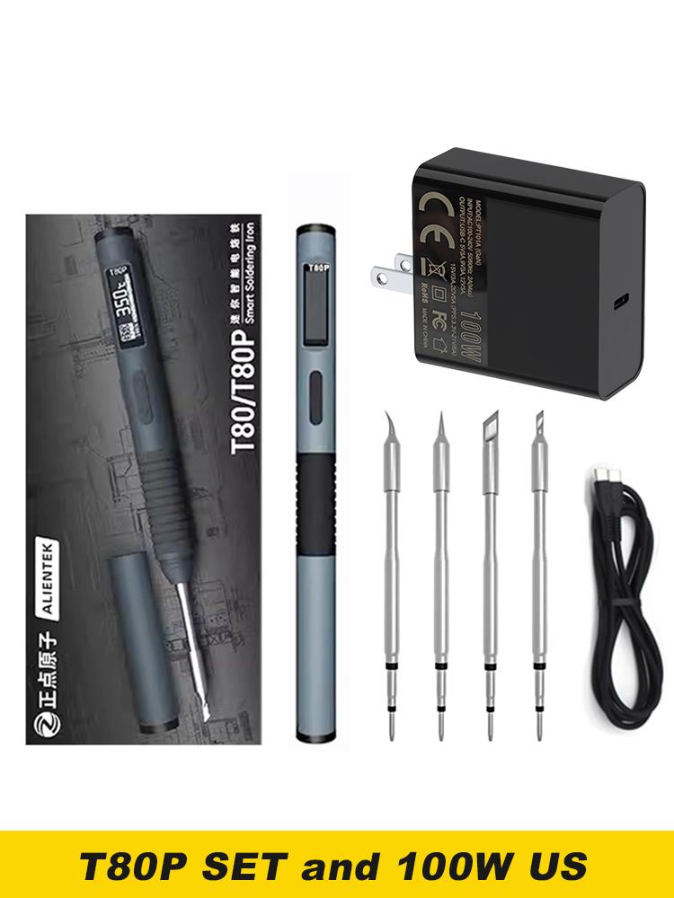 ALIENTEK T80P Electric Soldering Iron 100W Adjustable Digital Display Automatic Sleep BGA Precision Soldering Iron Repair Tool