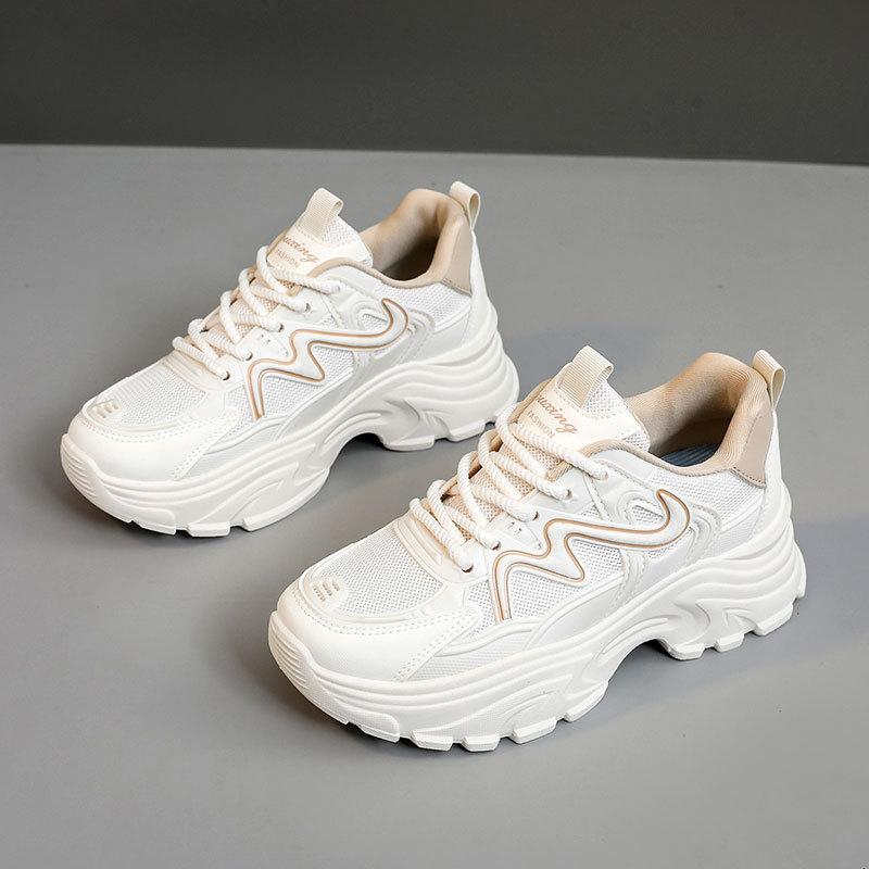 Q78 new 2025 popular spring and summer dad shoes women's shoes Korean version trend increased thick-soled mesh shoes breathable