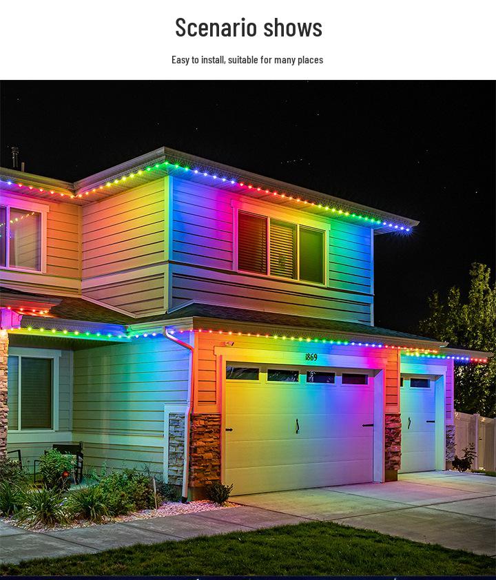 Уличная водонепроницаемая светодиодная RGB лента 220В с пультом и управлением через приложение для декора карниза