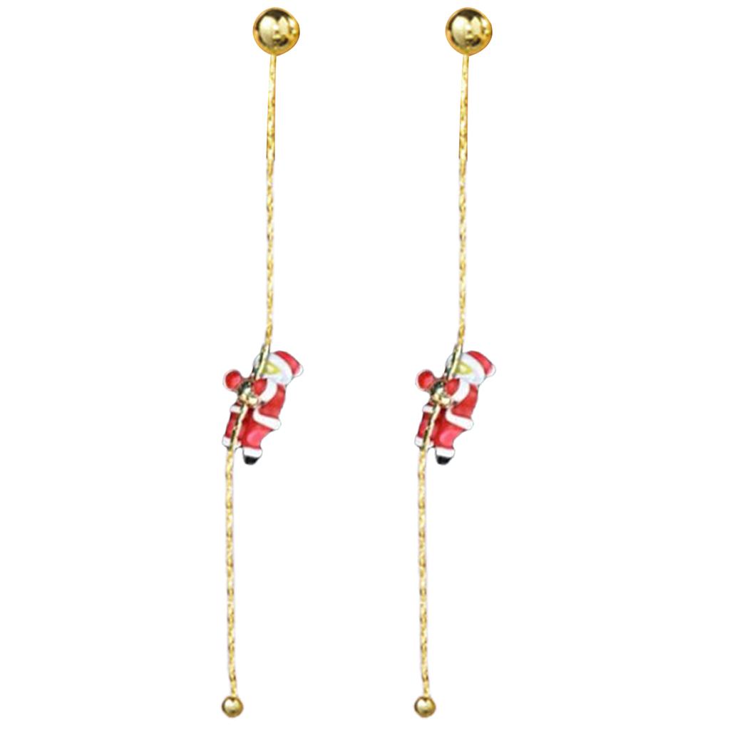 Christmas Themed Earrings Asymmetric Long Tassels Drop Earrings Ear Accessories for Holiday Parties and Gatherings