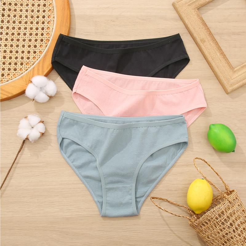 FINETOO 3Pcs/Set Women's Panties High Waist Seamless Sexy Underwear Natural Cotton Briefs Lingerie Female Intimates