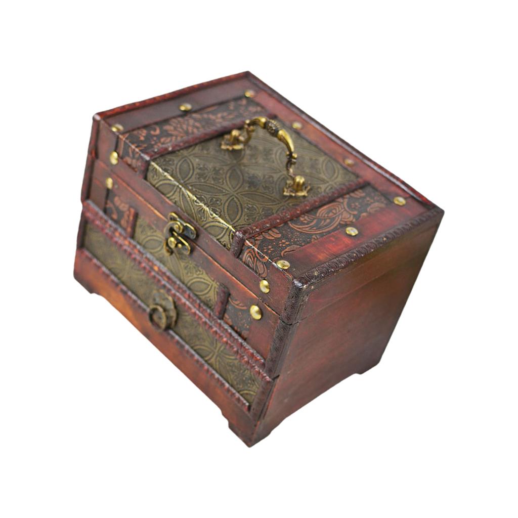 Запираемый деревянный органайзер для ювелирных изделий, сережек, ожерелий, шкатулка для безделушек в китайском стиле с зеркалом, держатель для женских аксессуаров