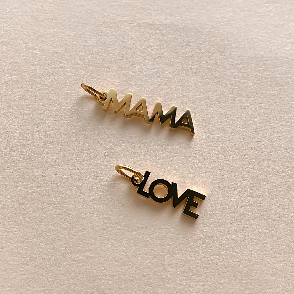 eManco Stainless Steel MAMA LOVE Letter Pendant with Single Loop Charms for DIY Necklace Bracelet Jewelry Making 48 Hour Shippin