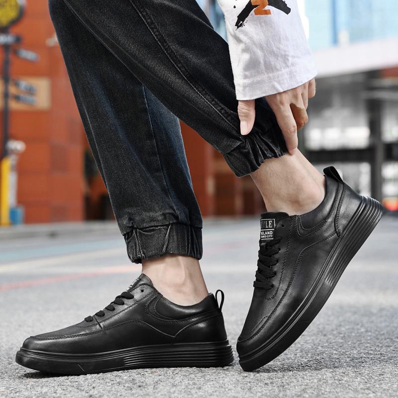 Модные мужские туфли для скейтбординга из натуральной кожи со шнуровкой, модные мужские кроссовки высокого качества, удобная мужская обувь для отдыха на открытом воздухе, простые мужские повседневные туфли на плоской подошве