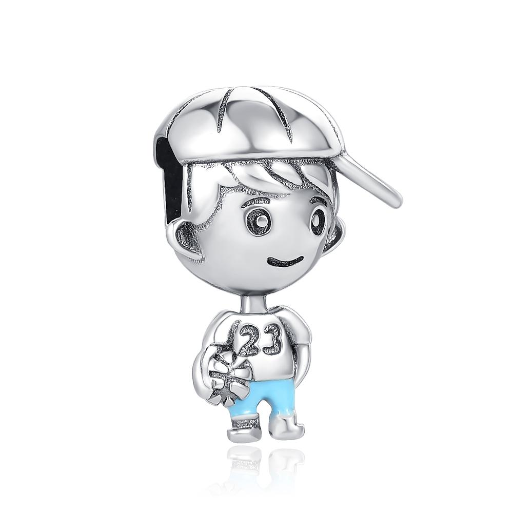 New 925 Sterling Silver Rose Girl Boy Pink Sparkle Spacer Clip Charm Bead Fit Original Fashion Bracelet DIY Jewelry for Women