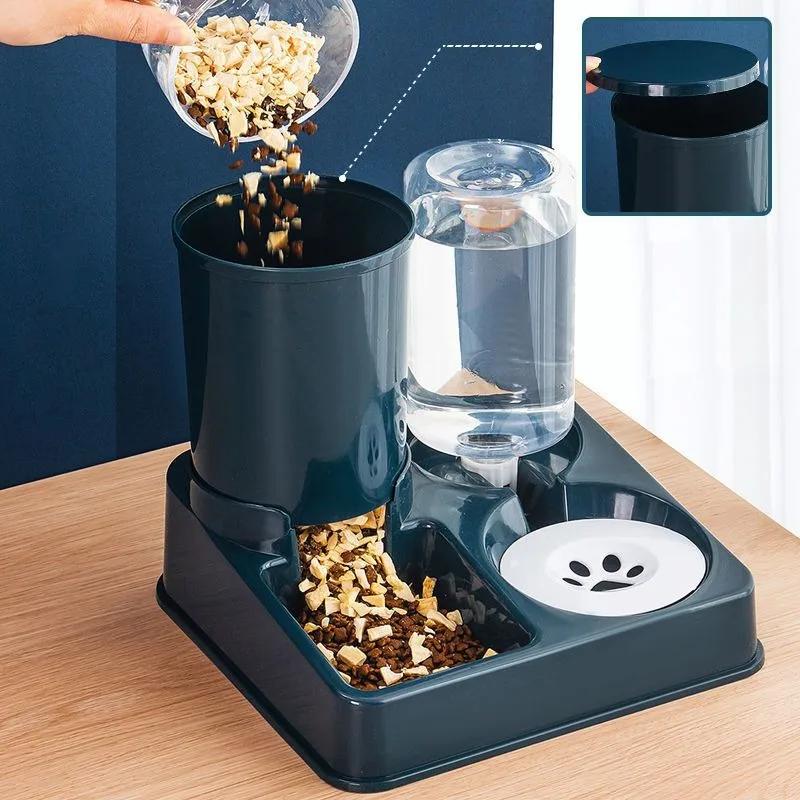 Автоматическая кормушка для домашних животных, диспенсер для воды, набор для сухого и влажного разделения, контейнер для корма для собак, фонтанчик с водой, нескользящие кормушки для кошек, товары для домашних животных