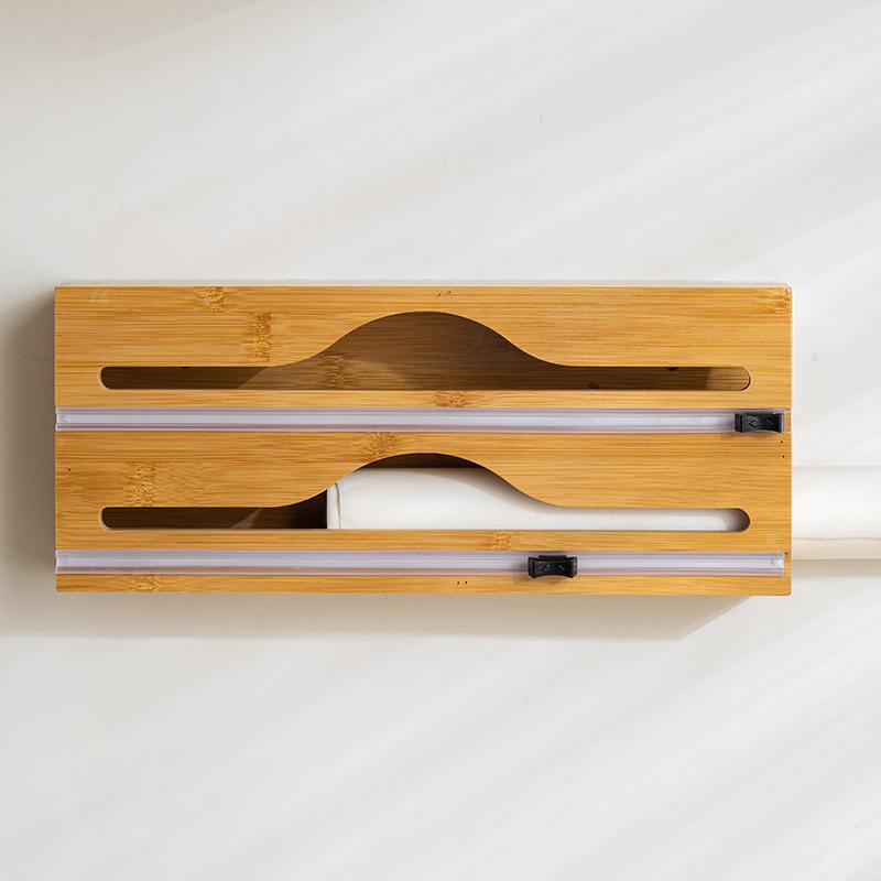 1 шт. Бамбуковая кухонная термопленка Daliy 2-в-1 Органайзер для упаковки Ресторан Алюминиевая фольга Резак Дом 1 Диспенсер для резки