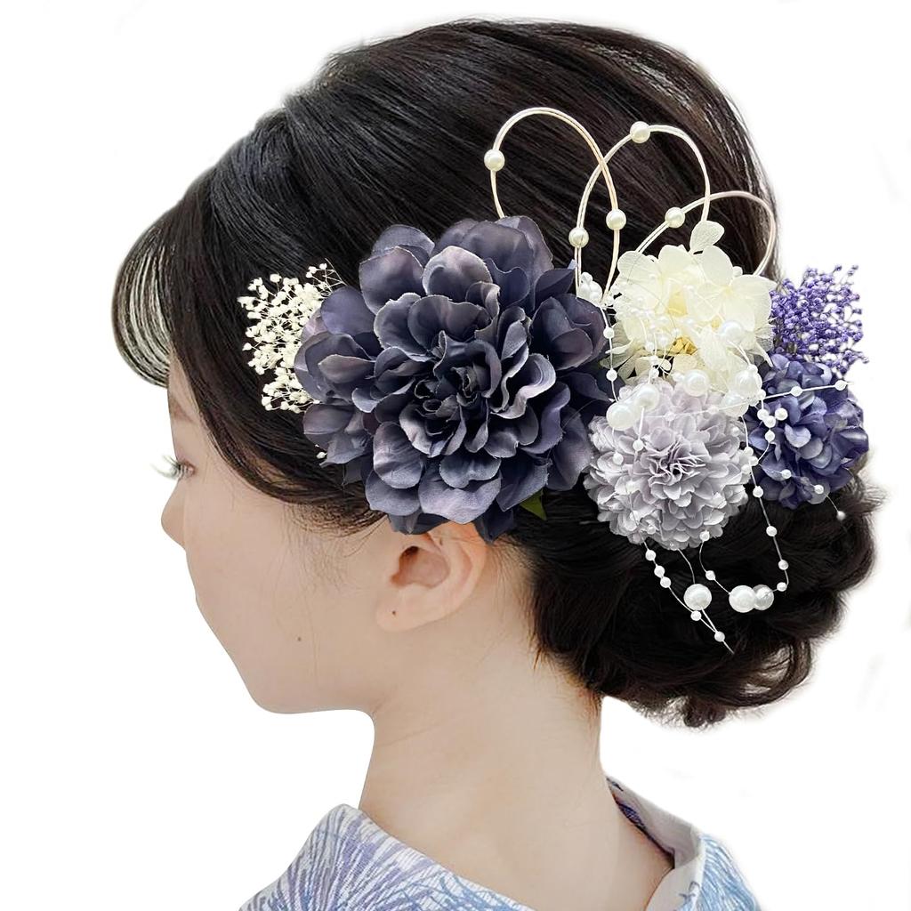 Baramoly Dahlia Hair Preserved Artificial Perfect for Fireworks and Cute and Simple Hair Ornament, Flowers, Flowers, Kimono, Yukata, Festivals,