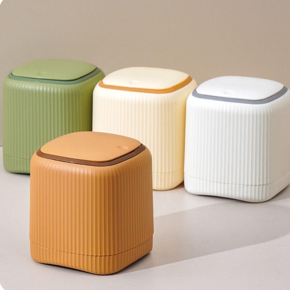 Pop-up Lid Desktop Trash Can Press Type Garbage Storage Box Creative Paper Waste Bin Bedroom