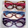 Большие очки «кошачий глаз» Stylis Color Blocking Design Green Glasse Chic Leopard Print Eyeglasses Fashion Line Adorn Gradient