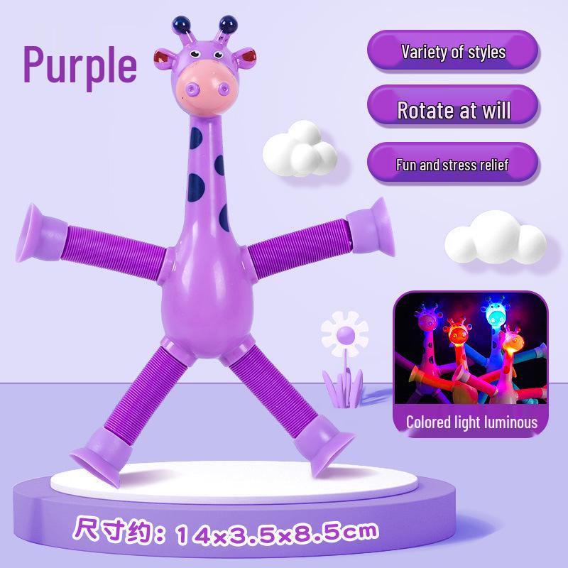 Extendable Luminous Giraffe Robot Toy - Creative Educational Cartoon for Kids