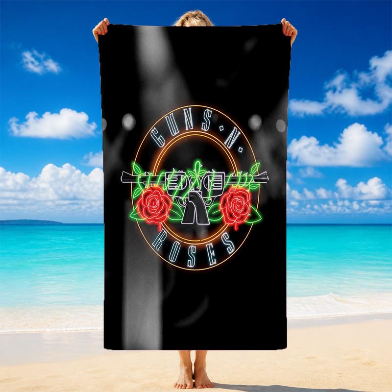 Guns N’ Roses Print Microfiber Beach Towel Sand?Resistant Lightweight Towel For Swimming Outdoor Travel Use