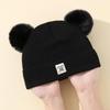 Милая зимняя шапка, однотонная шерстяная вязаная шапка Bebe, шапка для новорожденных с помпоном для детей, теплая шапка для мальчиков и девочек