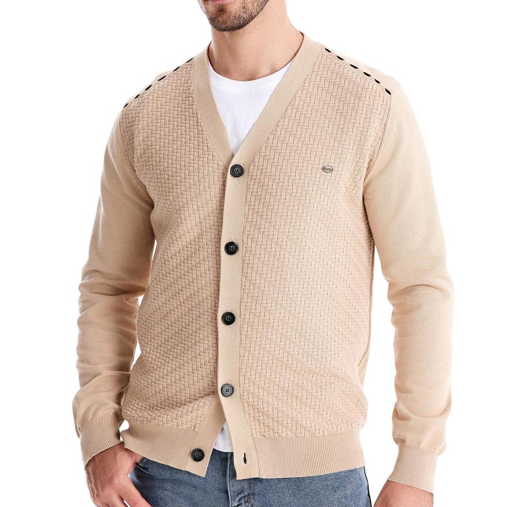 Men's Winter Long Sleeve Solid Color Sweater Jacket Men's Loose Solid Color Knitted Button Cardigan