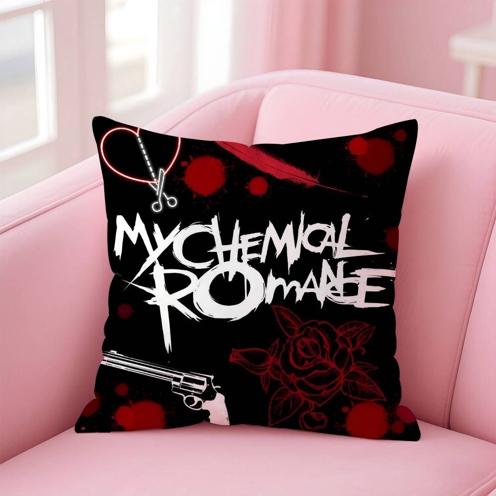 Горячая Рок-группа My Chemical Romance Наволочка Противопылевой Клещ Наволочка Невидимая Молния Шелковистый Короткий Плюш Чехол на Подушку Дивана