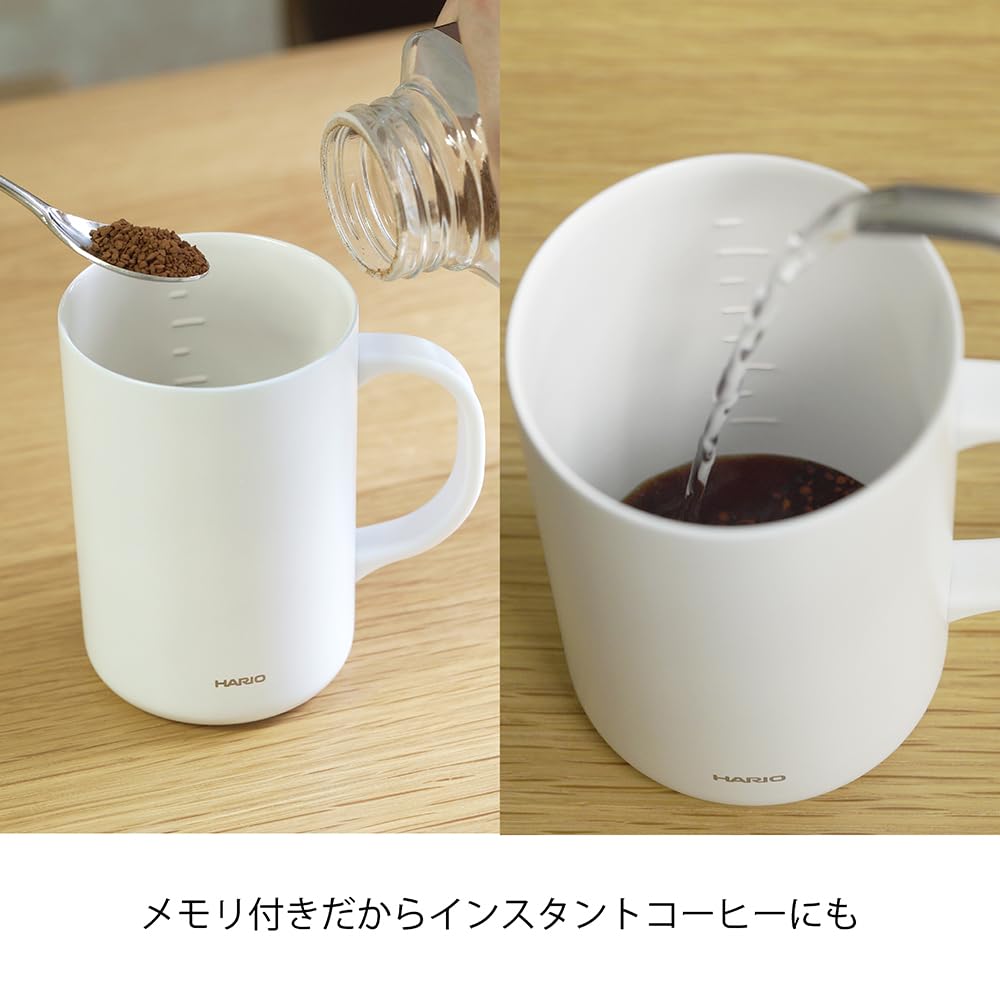 HARIO Ceramic Coated Vacuum Insulated with Double-Walled Mug, White, 470ml, Lid, CMG-470-W