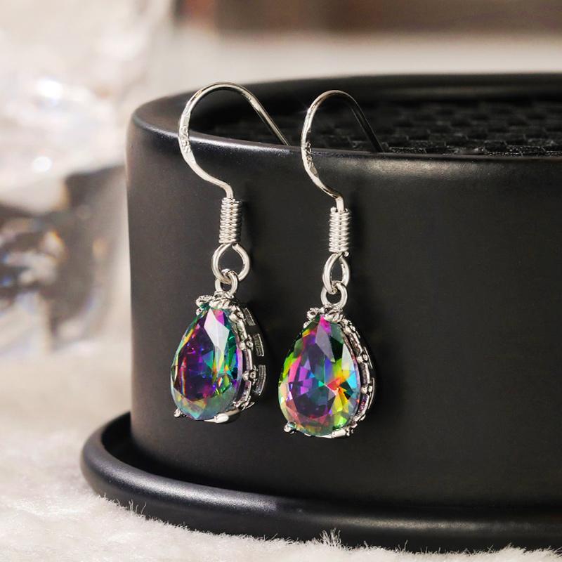 Классические серьги-гвоздики Huitan с четырьмя когтями, разноцветные фианиты, женские простые стильные женские аксессуары, повседневная одежда, универсальные ювелирные изделия