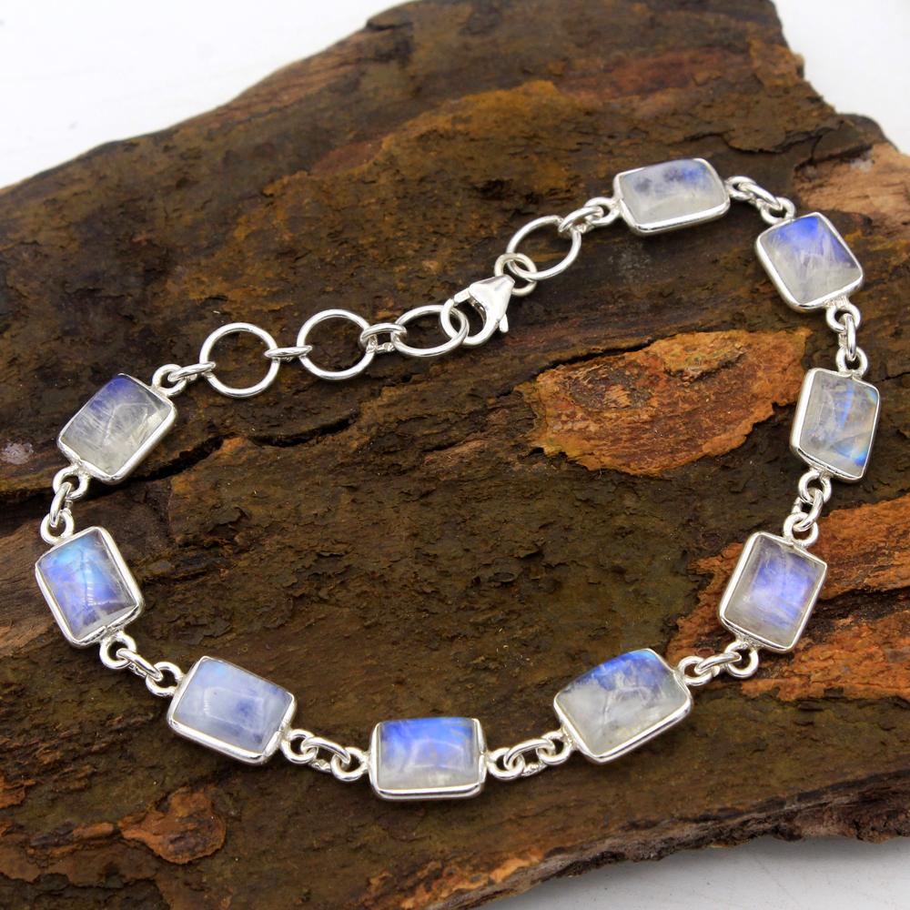 Серебряный браслет Moonstone, женские украшения, браслет ручной работы, серебряные украшения, серебро 925 пробы, подарок маме