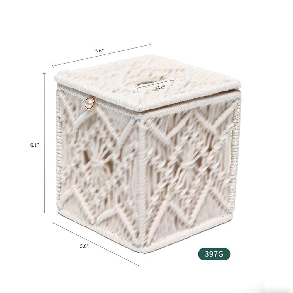 Cotton Tissue Box Cover Square Napkin Case Portable Tissues Holder Countertop Decor