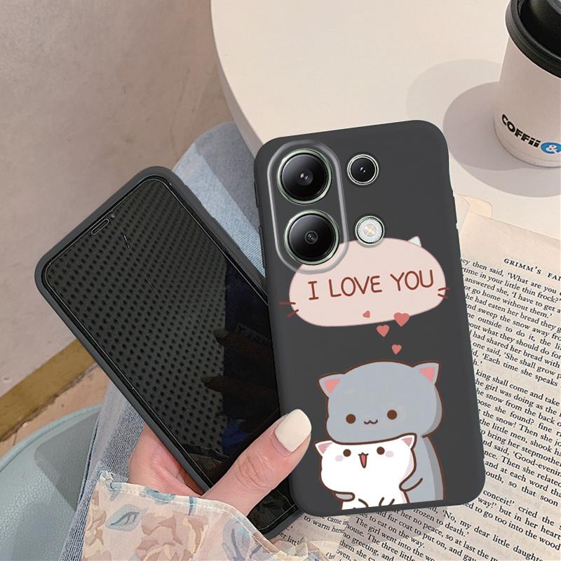Мягкий силиконовый чехол с рисунком пары кошек для Samsung A55 M35 S24 Xiaomi Redmi Note 13 Pro iPhone Huawei Honor Realme Camera Защитный противоударный чехол