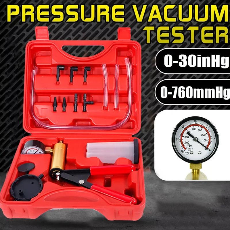 Vacuum pistol pump test kit, portable durable aluminum vacuum gauge manual vacuum pressure pump brake fluid discharge kit