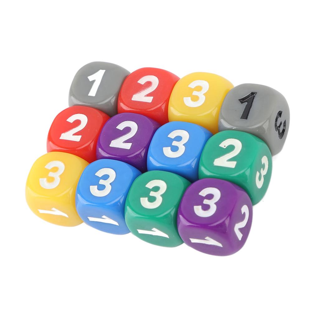 12 шт. шестигранных игральных костей с закругленными углами, пластиковые цветные игральные кости для обучения счету математики