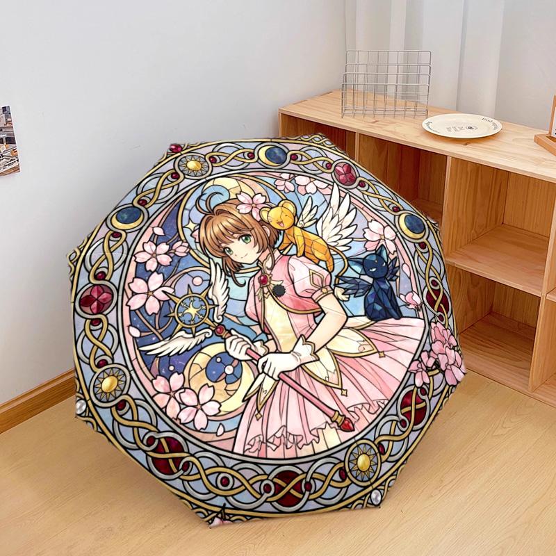 1 шт. Автоматический складной зонт с рисунком Cardcaptor Sakura, 8 спиц, портативный, складной, для путешествий, Рождественский, День рождения, Подарок