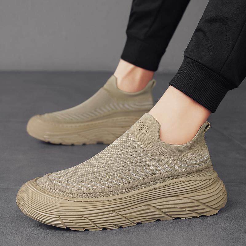 Мужская простая и модная спортивная обувь Fly Woven на толстой подошве, повседневная обувь для отдыха на открытом воздухе, дышащая мужская обувь, ленивая обувь