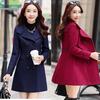 Autumn and Winter Women's Trench Coat New Korean Version Slim-fitting Woolen Coat Double-breasted Women's Long Woolen Coat