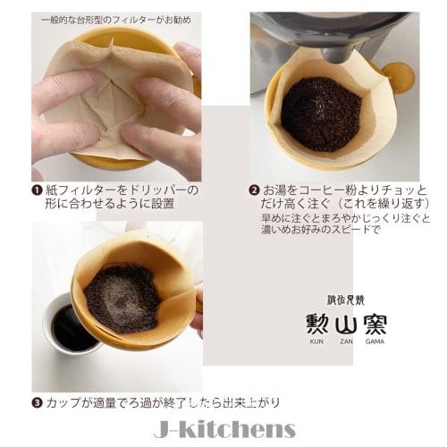 J-kitchens Kunzan Kiln Coffee Dripper, Stylish and Easy To Use, Made In Japan, Hasami Ware, Leaf Pattern, Blue
