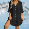 Платье-прикрытие, однобортное солнцезащитное дышащее женское пляжное платье-рубашка, пляжная одежда