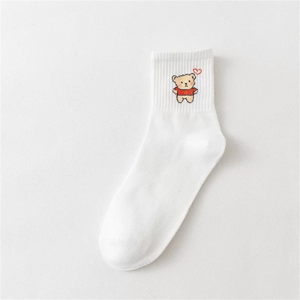 Смешные мультяшные носки в виде сердца астронавта с полосками в виде медведя, улыбки и отпечатков ног, спортивные хипстерские носки в стиле Харадзюку, повседневные мягкие белые хлопковые носки, Прямая поставка