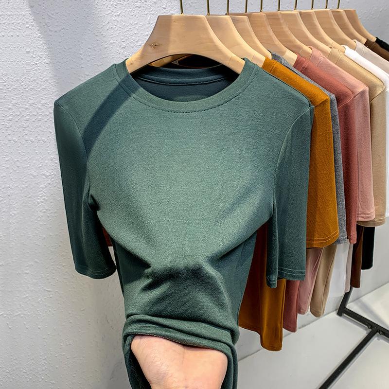 Женская тонкая новая женская одежда, круглый вырез, футболка с коротким рукавом, колготки Temperament