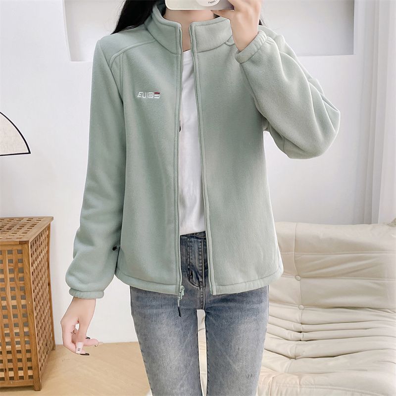 Женская утепленная флисовая верхняя одежда: Ветрозащитные и уютные спортивные повседневные куртки с высоким воротником для весны и осени для улицы