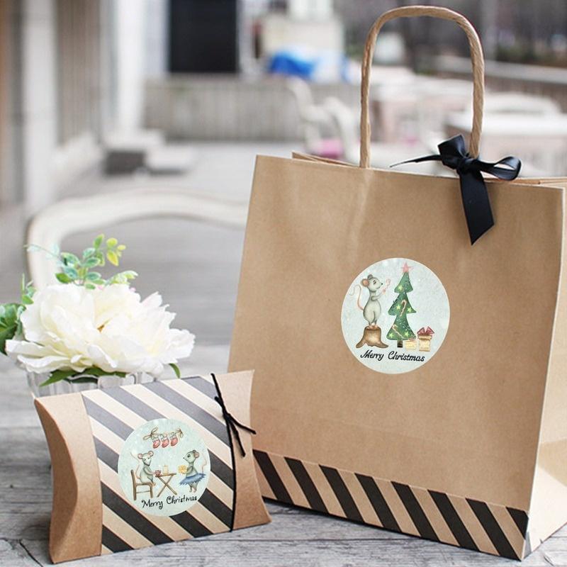 500 шт./рулон Мышь Веселые рождественские наклейки Круглые наклейки Наклейка на конверт