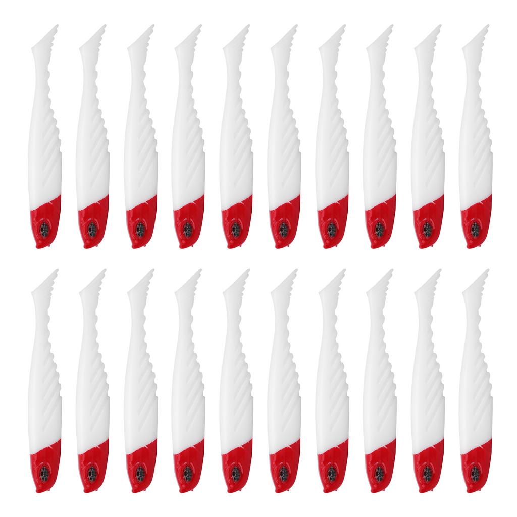 20pcs Soft Bait Worm 7cm Fishing Lures Artificial T Tail Silica Gel Bait for Fishing Blanc