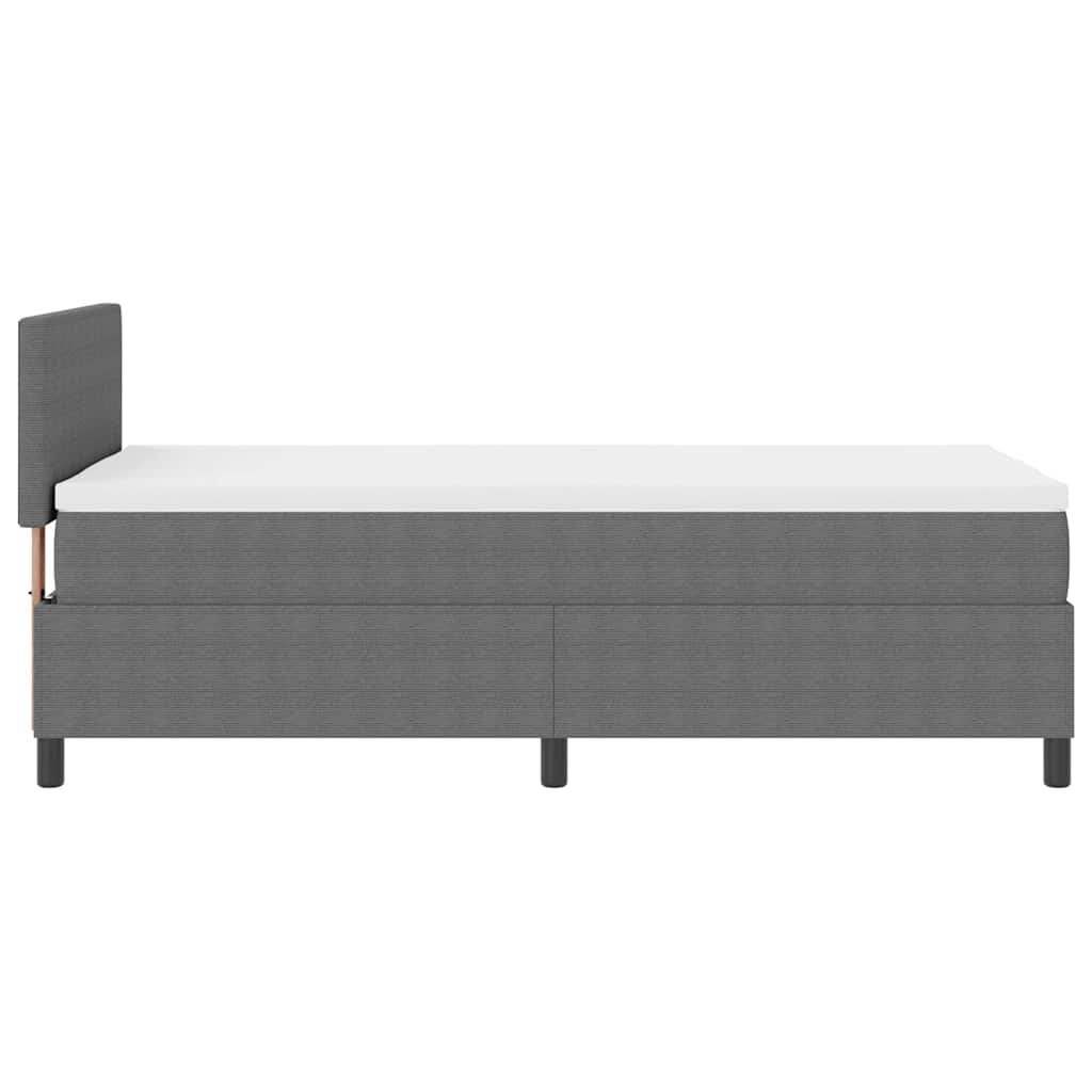 LED Box Spring Bed in Light Grey and White 80 x 200 cm Cord Fabric