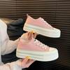 Platform Canvas Shoes Women's Spring New Versatile Casual Sports Board Shoes Small Height Increase White Shoes
