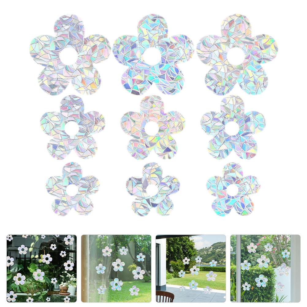 9 Pcs Small Flower Window Pattern Stickers Decorative Decal Flowers Anti-collision Pvc Decals