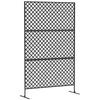 Outdoor Room Divider, Metal Wall Screen for Patio, Porch, Garden, Freestanding Trellis, Steel, Black