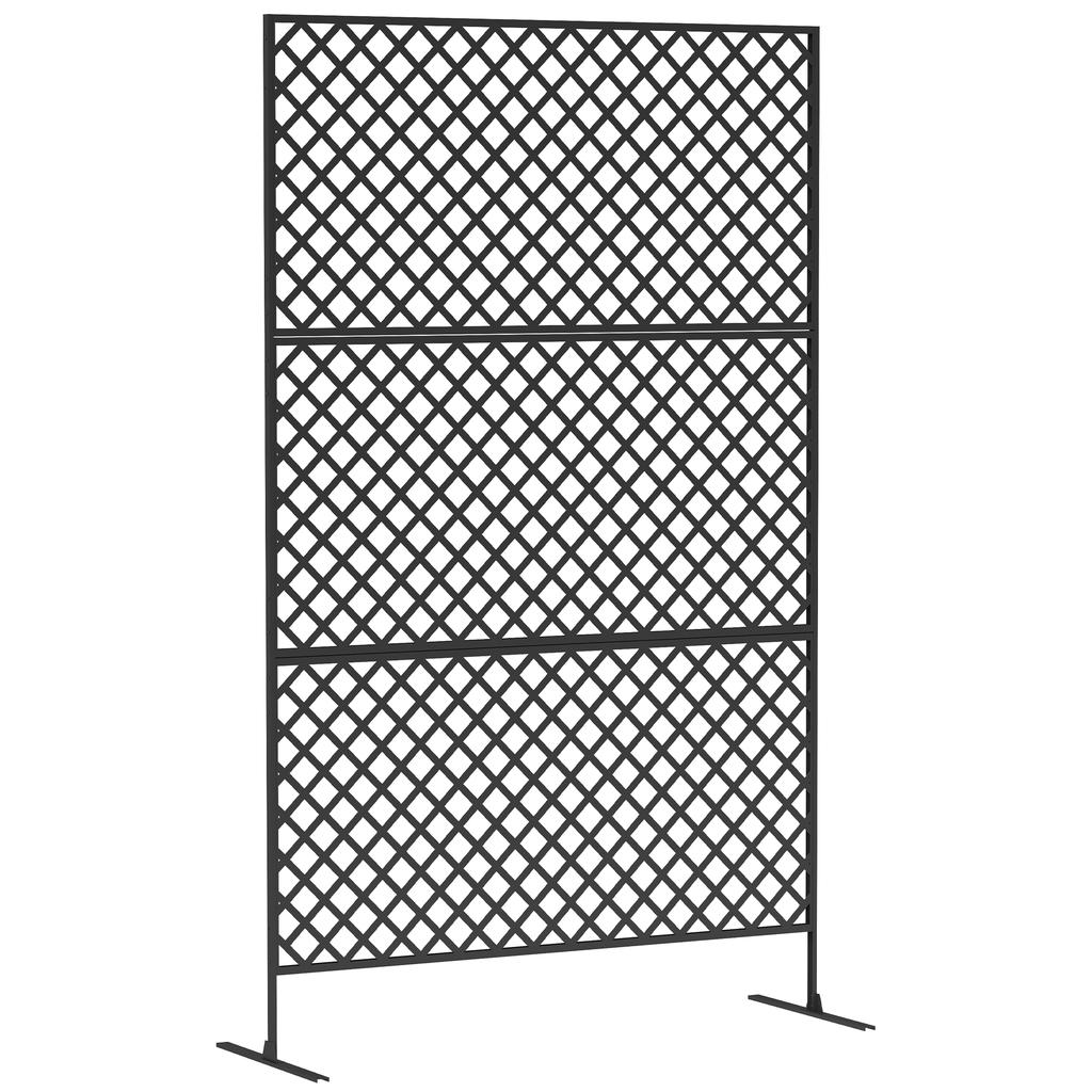 Outdoor Room Divider, Metal Wall Screen for Patio, Porch, Garden, Freestanding Trellis, Steel, Black
