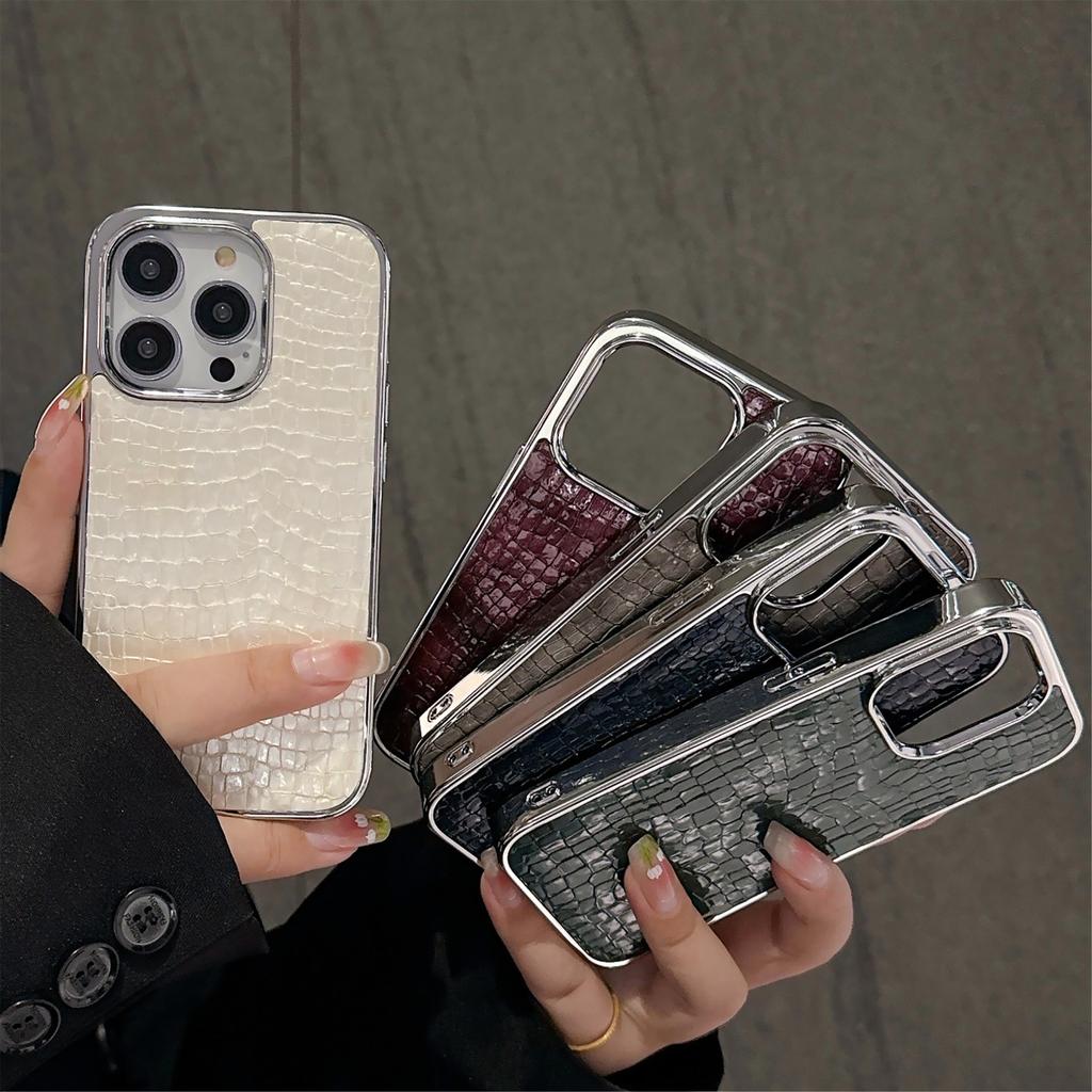 Крокодиловый узор для чехла мобильного телефона IPhone 17 с ощущением премиум-класса для IPhone 14pro Гальванизированный чехол Кожаный узор Противоударный защитный чехол