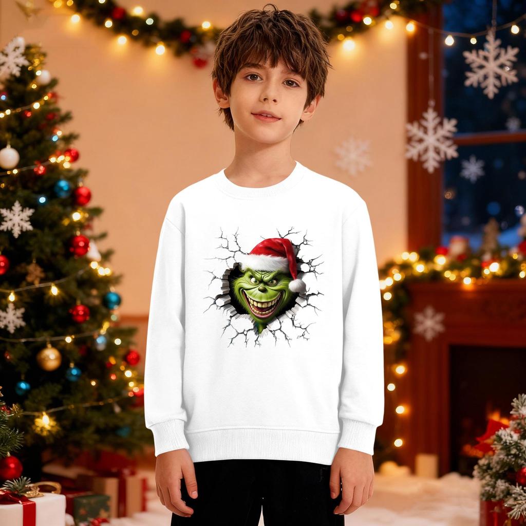 Рождественский свитшот для мальчиков и девочек, уродливая рождественская футболка, свитшот с круглым вырезом, для малышей, с длинным рукавом, пуловер, наряд, топы