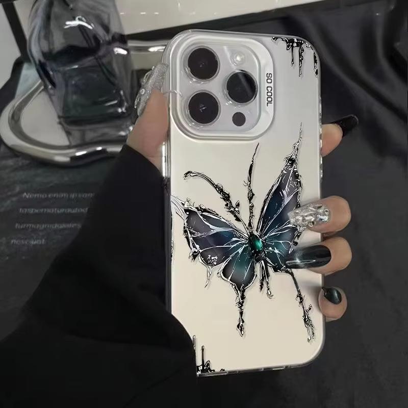 Luxury Moon Butterfly Phone Case For iPhone 17 16 15 14 13 12 11 Pro Max Plus 17 Air 16E XS X XR Shockproof Matte Back Cover