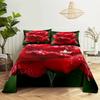 Red Rose Bed Sheets and Pillowcases for Double Beds Single 3D Flower Bedsheets Set with Pillow Case 2pcs 3pcs Queen Full Size